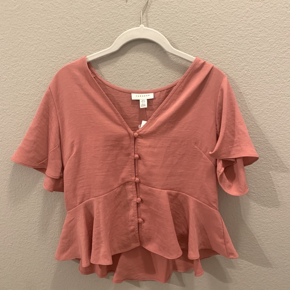 TopShop pink button down blouse